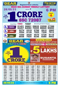 Dear Lottery Result Today 6pm 28/05/20223 Nagaland State lottery result pdf