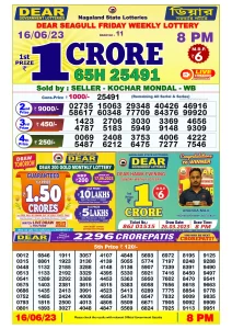 Lottery Sambad Live Result 8pm 16/06/2023 Evening Nagaland State Lottery Result Pdf Download