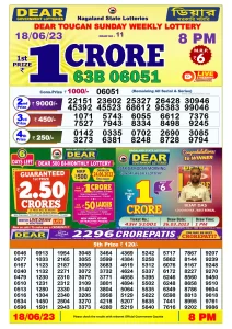 Lottery Sambad Live Result 8pm 18/06/2023 Evening Nagaland State Lottery Result Pdf Download