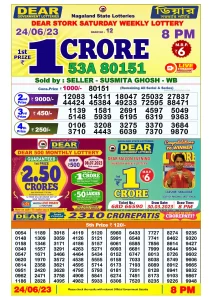 Lottery Sambad Live Result 8pm 24/06/2023 Evening Nagaland State Lottery Result Pdf Download
