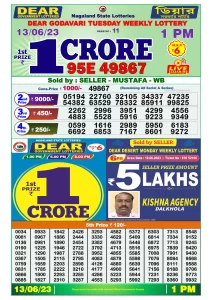 Dear Lottery Results 01:00 Pm 12/06/2023 Morning Nagaland State Lottery Result Pdf Download
