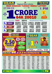 Dear Lottery Results 01:00 Pm 27/06/2023 Morning Nagaland State Lottery Result Pdf Download