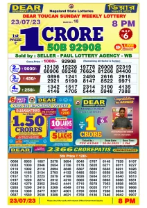 Lottery Sambad Live Result 8pm 23/07/2023 Evening Nagaland State Lottery Result Pdf Download