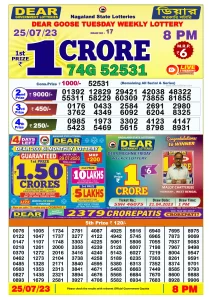 Lottery Sambad Live Result 8pm 25/07/2023 Evening Nagaland State Lottery Result Pdf Download