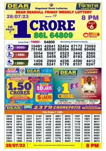 Lottery Sambad Live Result 8pm 28/07/2023 Evening Nagaland State Lottery Result Pdf Download