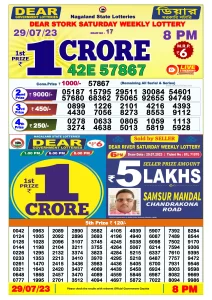Lottery Sambad Live Result 8pm 29/07/2023 Evening Nagaland State Lottery Result Pdf Download