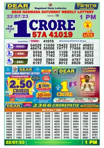 Dear Lottery Results 01:00 Pm 22/07/2023 Morning Nagaland State Lottery Result Pdf Download