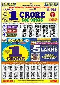 Lottery Sambad Live Result 8pm 18/08/2023 Evening Nagaland State Lottery Result Pdf Download