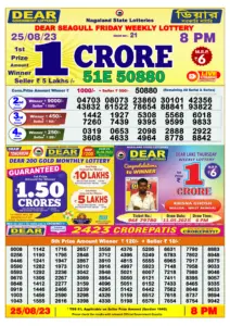 Lottery Sambad Live Result 8pm 25/08/2023 Evening Nagaland State Lottery Result Pdf Download
