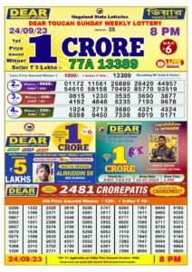 Lottery Sambad Live Result 8pm 24/09/2023 Evening Nagaland State Lottery Result Pdf Download