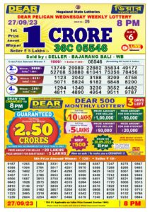 Lottery Sambad Live Result 8pm 27/09/2023 Evening Nagaland State Lottery Result Pdf Download