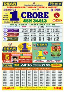 Lottery Sambad Live Result 8pm 28/09/2023 Evening Nagaland State Lottery Result Pdf Download