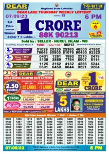 Dear Lottery Result Today 6pm 07/09/20223 Nagaland State lottery result pdf
