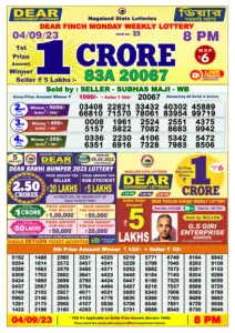 Lottery Sambad Live Result 8pm 04/09/2023 Evening Nagaland State Lottery Result Pdf Download