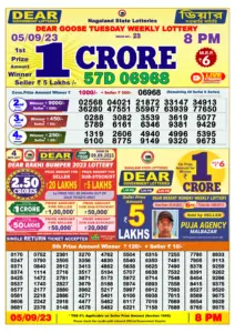 Lottery Sambad Live Result 8pm 05/09/2023 Evening Nagaland State Lottery Result Pdf Download