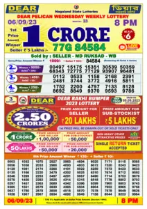 Lottery Sambad Live Result 8pm 06/09/2023 Evening Nagaland State Lottery Result Pdf Download