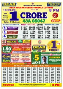 Lottery Sambad Live Result 8pm 10/09/2023 Evening Nagaland State Lottery Result Pdf Download