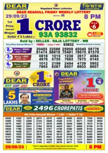 Lottery Sambad Live Result 8pm 29/09/2023 Evening Nagaland State Lottery Result Pdf Download