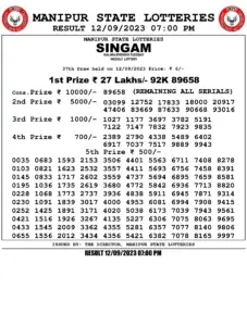 Manipur Lottery Result today 12/09/2023 singam 7pm pdf download