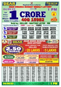 Dear Lottery Results 01:00 Pm 04/09/2023 Morning Nagaland State Lottery Result Pdf Download