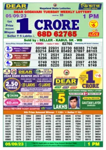 Dear Lottery Results 01:00 Pm 05/09/2023 Morning Nagaland State Lottery Result Pdf Download
